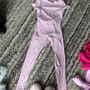 Pink Short Sleeve Top and Leggings Set